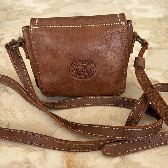 Roots Tribe Leather Mini Crossbody Bag As New - Picture 6 of 17